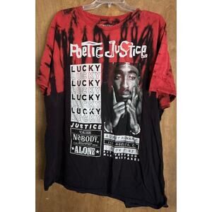 Poetic Justice Short Sleeve T-Shirt By Chemistry Red Black Lucky Justice 2X
